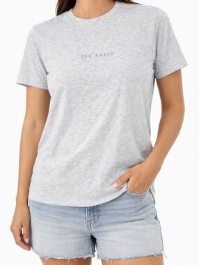 Ted Baker ($140) Gray Crewneck T-Shirt Short Sleeve Minimal Logo